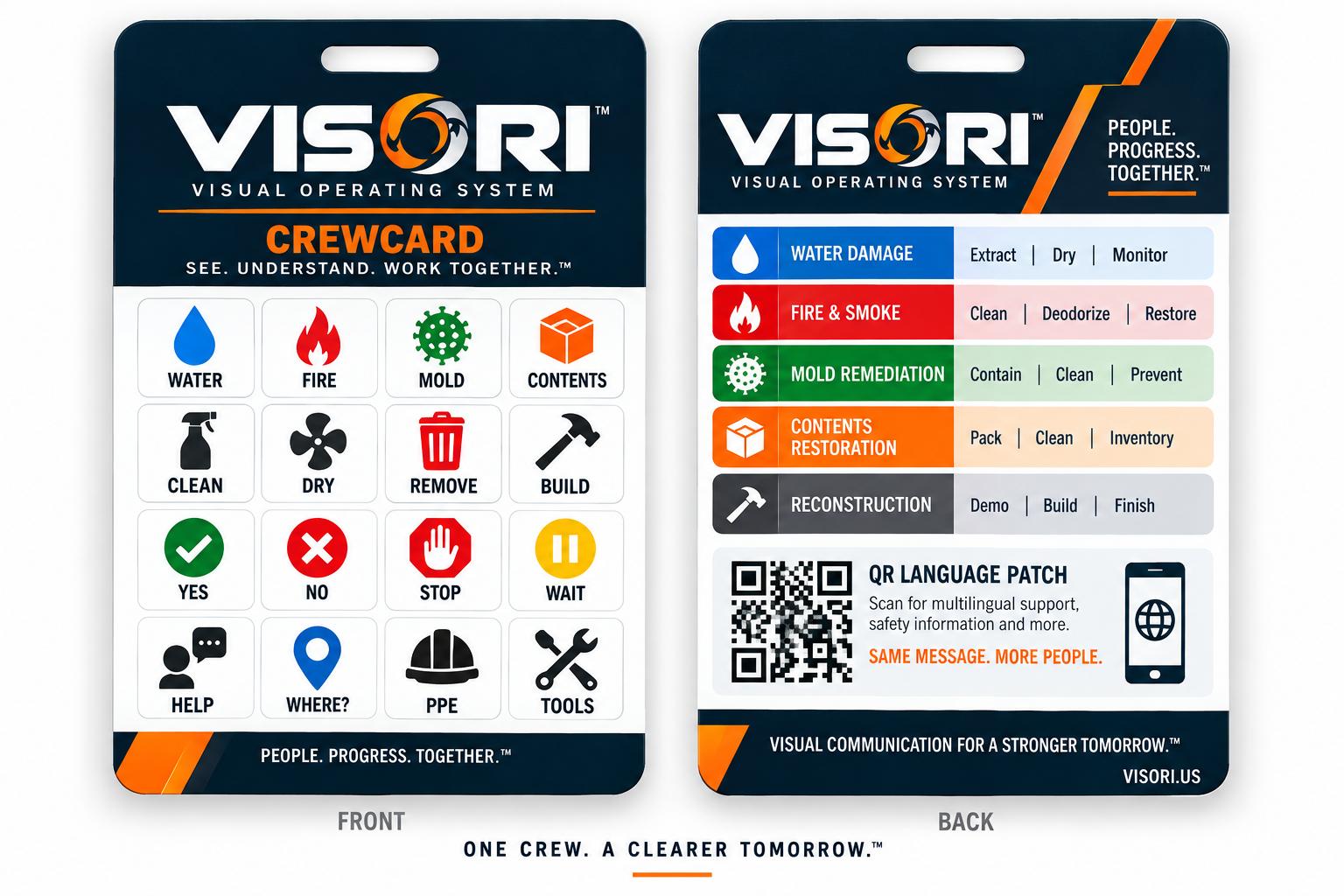 Front and back of the VISORI CrewCard