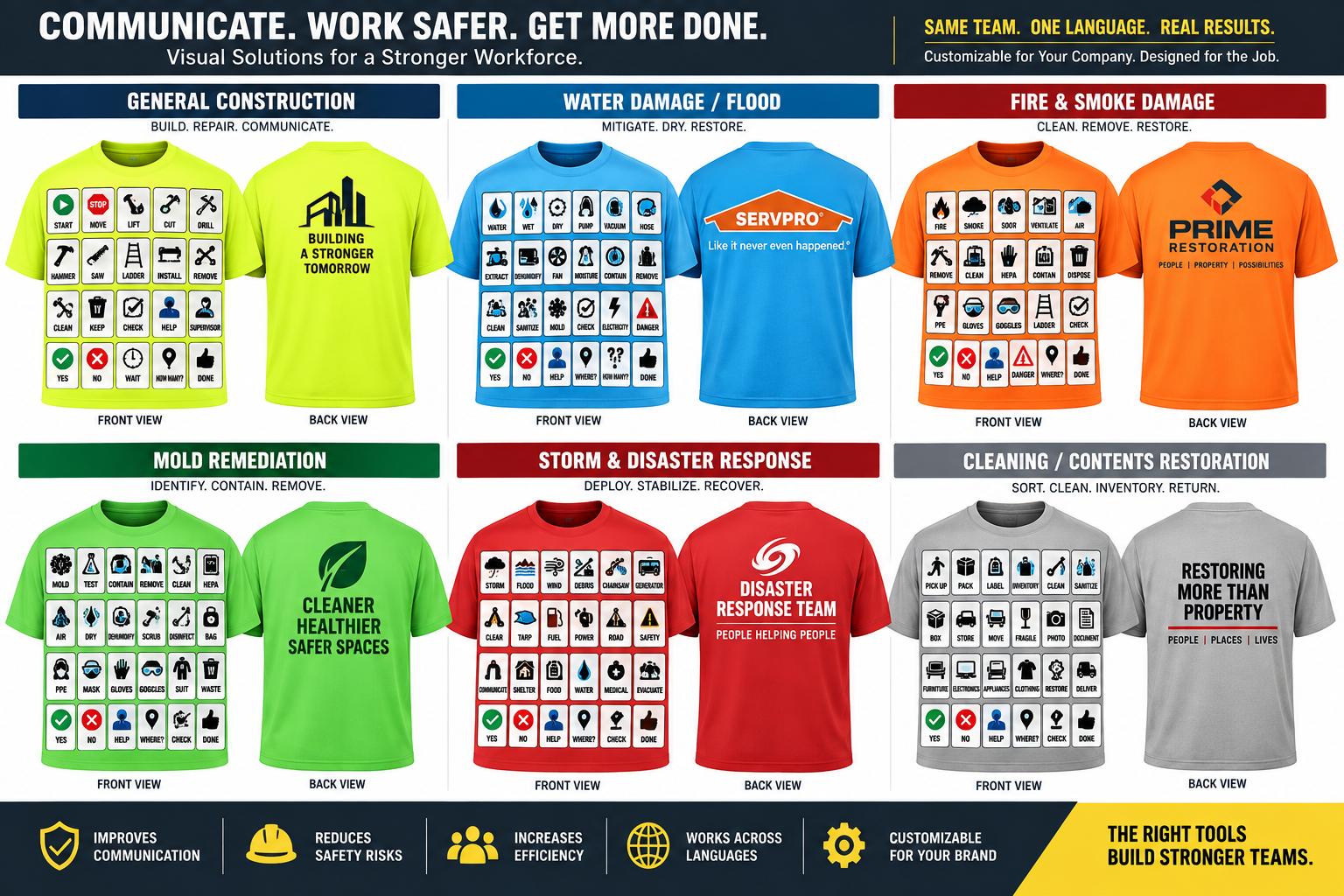 VISORI Communication Shirts worn by a multilingual field crew